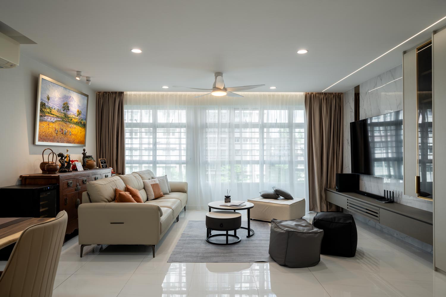 Contemporary Design - Living Room - HDB 5 Room - Design by Design 4 Space Pte Ltd